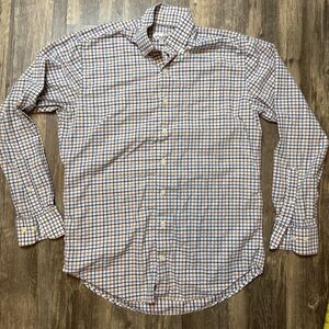 Peter Millar Blue and Brown Plaid Shirt